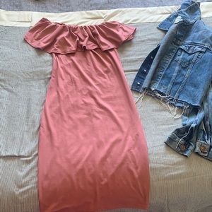 Blush pink Off shoulder bodycon dress